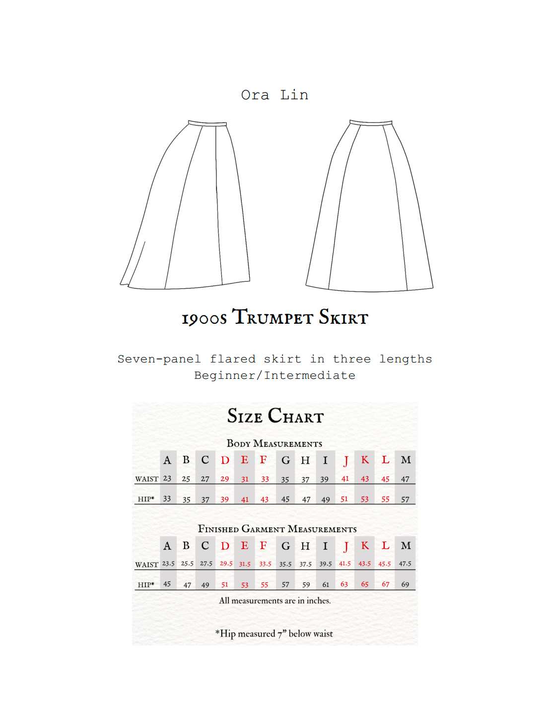 1900s Trumpet Skirt pdf Sewing Pattern