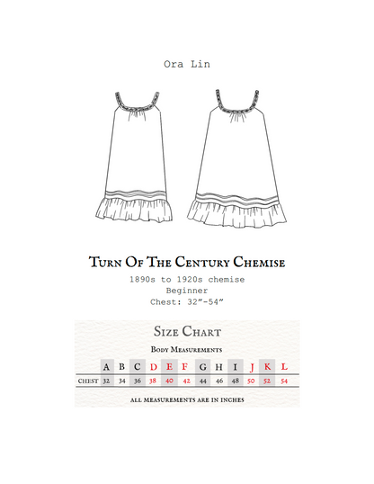 Turn of The Century Chemise pdf Sewing Pattern